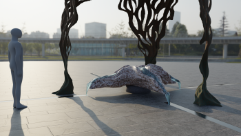 3D-modell av Samaneh Reyhanis förslag Nahâl. 3D-modell av konstverket Nahal